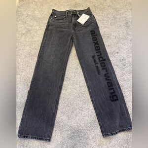 Alexander Wang grey logo cutout mid-rise jeans Women Size 27